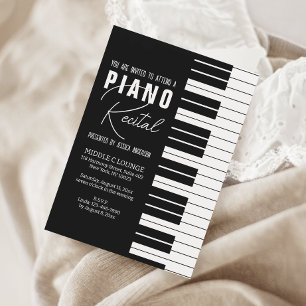 Modern Black Piano Recital Invitation Card