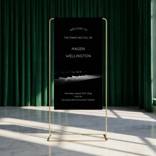 Modern Black Piano Recital Welcome Banner