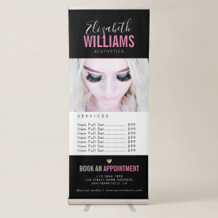Modern Black Pink Beauty Salon Store Retractable Banner