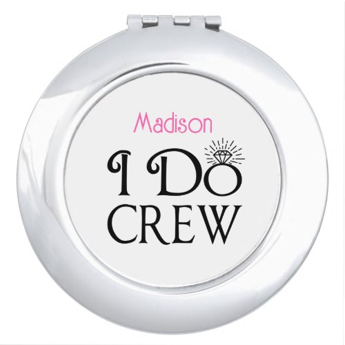 Modern Black Pink Bridal Party Bridesmaid  Compact Mirror