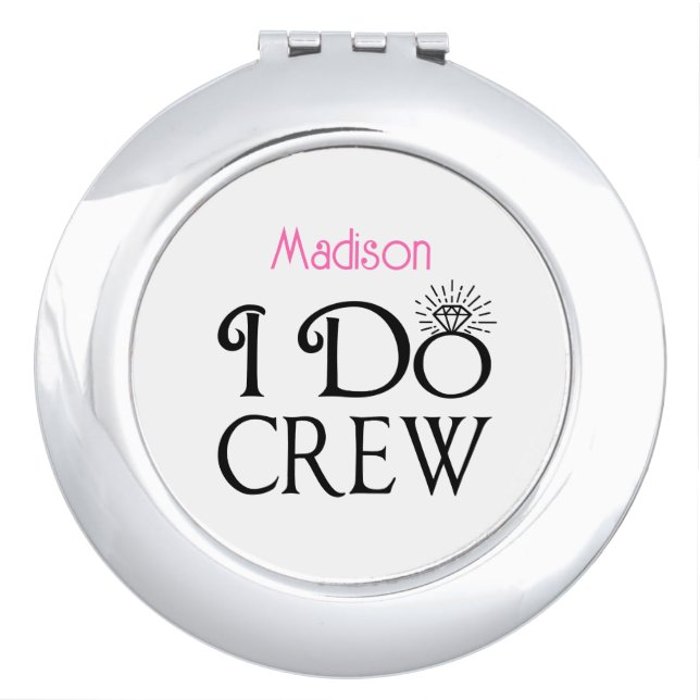 Modern Black Pink Bridal Party Bridesmaid  Compact Mirror (Front)