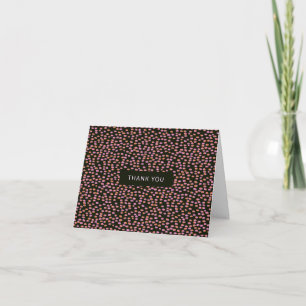 Modern Black Pink Confetti Elegant Hostess Thank You Card