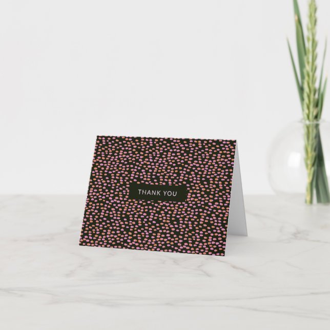 Modern Black Pink Confetti Elegant Hostess Thank You Card (Front)