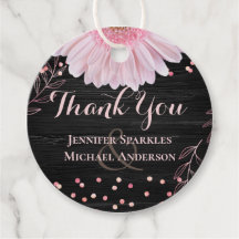 Modern Black Pink Daisy Wedding
