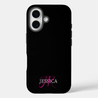 Modern Black Pink Feminine Script iPhone 16 Case