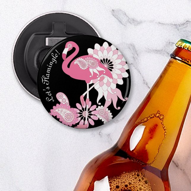 Modern Black Pink Flamingo Bottle Opener (Creator Uploaded)