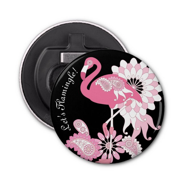 Modern Black Pink Flamingo