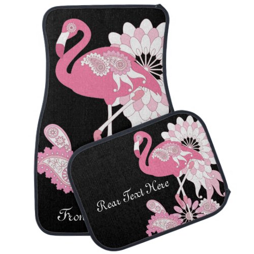 Modern Black Pink Flamingo Car Mat