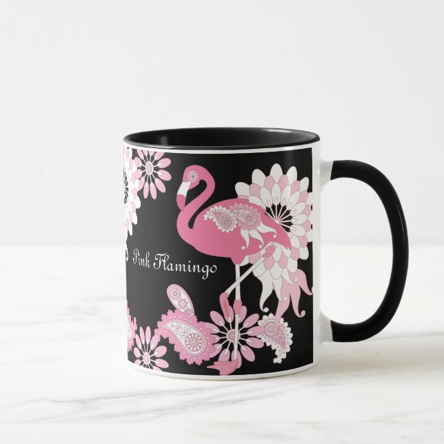 Modern Black Pink Flamingo Coffee Mug (Right)