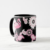 Modern Black Pink Flamingo Coffee Mug (Front Left)