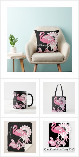Modern Black Pink Flamingo Gifts