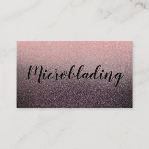 Modern black pink glitter chic ombre  business card