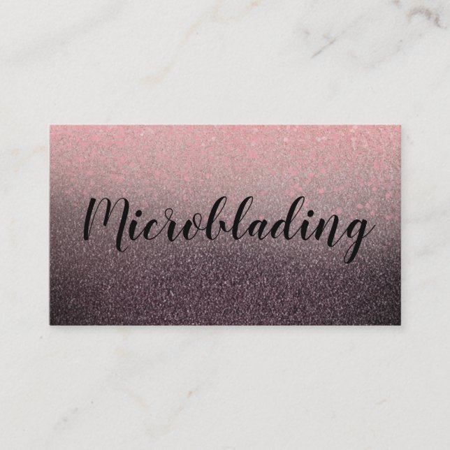 Modern black pink glitter chic ombre  business card (Front)