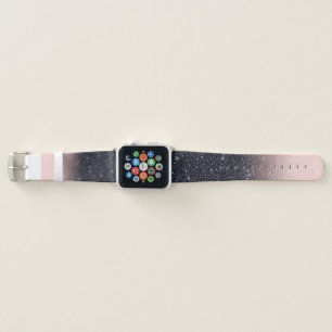 Modern Black & Pink Glitter Sparkles Apple Watch Band
