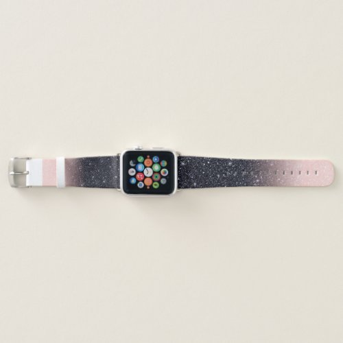 Modern Black  Pink Glitter Sparkles Apple Watch Band