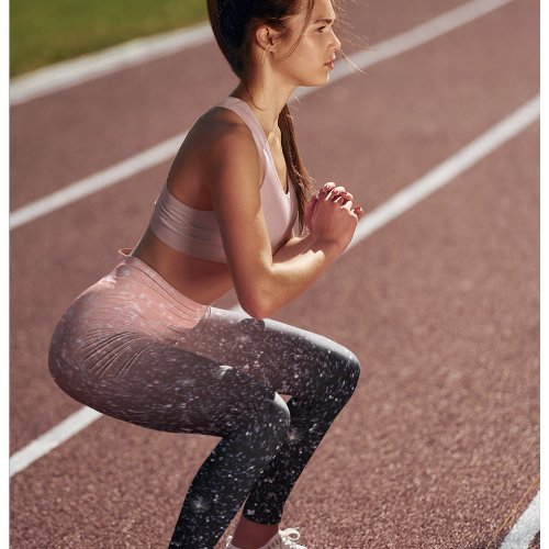 Modern Black  Pink Glitter Sparkles Leggings