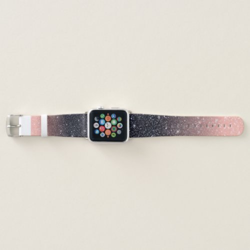 Modern Black  Pink Glitter Sparkles Name  Apple Watch Band