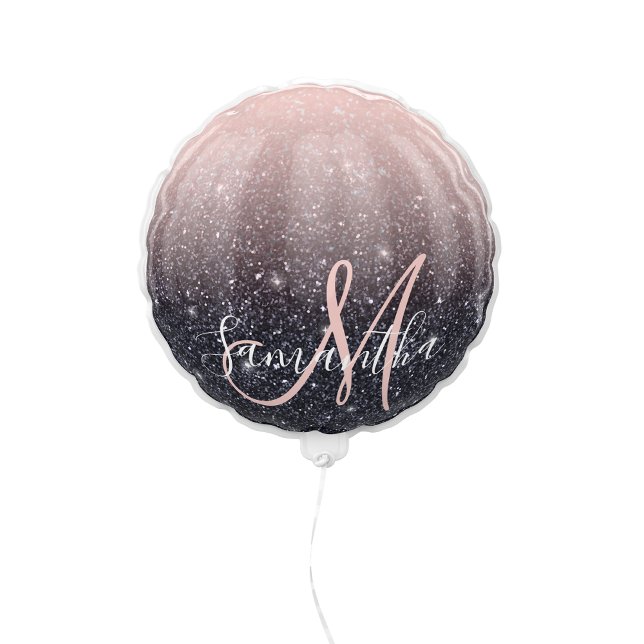 Modern Black & Pink Glitter Sparkles Name  Balloon (Creator Uploaded)