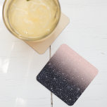 Modern Black & Pink Glitter Sparkles Name Square Paper Coaster<br><div class="desc">Modern Black & Pink Glitter Sparkles Name</div>