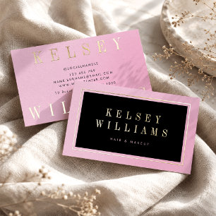 Modern Black Pink Gold Beauty Salon Spa Lashes Foil Business Cards
