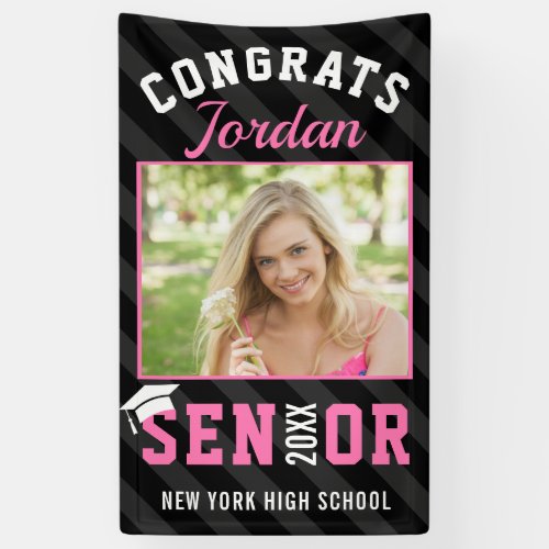 Modern Black Pink Graduation Class of 2024 Party Banner