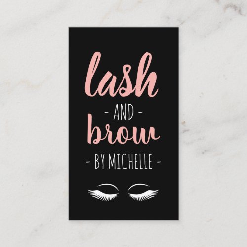Modern black  pink lash and brow business card