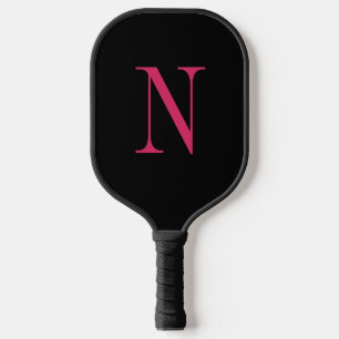 Modern Black &pink monogram Pickleball Paddle