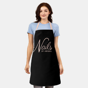 Modern Black & Pink Nail Stylist Apron