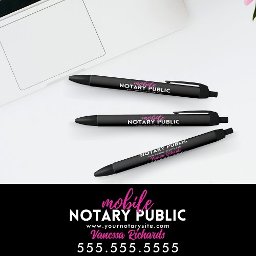 Modern Black  Pink Notary Public Promotional  Black Ink Pen