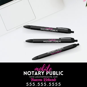 Modern Black & Pink Notary Public Promotional  Pen