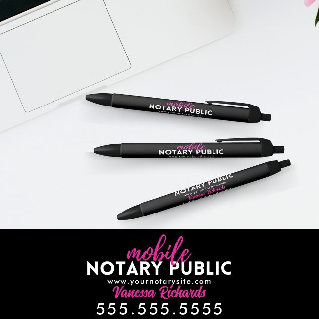 Modern Black & Pink Notary Public Promotional  Pen (Creator Uploaded)