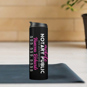 Modern Black & Pink Notary Public Promotional Thermal Tumbler