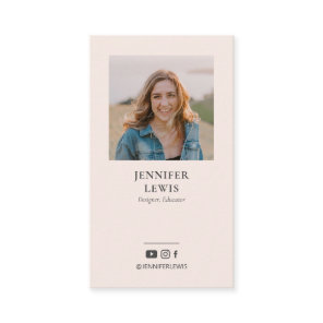 Modern Black & Pink Photo Social Media Business Card