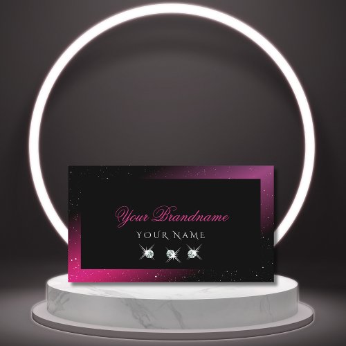 Modern Black Pink Purple Sparkle Diamonds Stylish Business Card