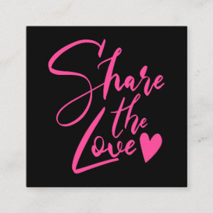 Modern black pink share the love script typography referral card