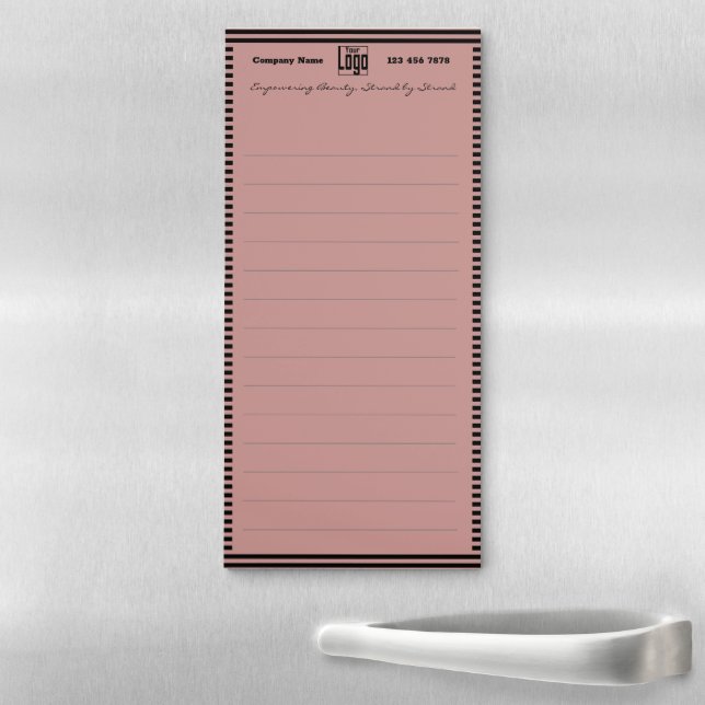 Modern Black Pink Small Business Logo Text Motto Magnetic Notepad (In Situ)