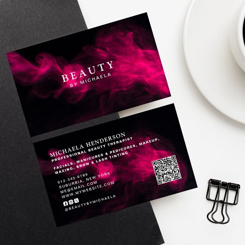 Modern Black  Pink Smoke Business Card