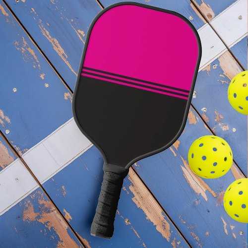 Modern Black Pink Sport Stripes Pickleball Paddle