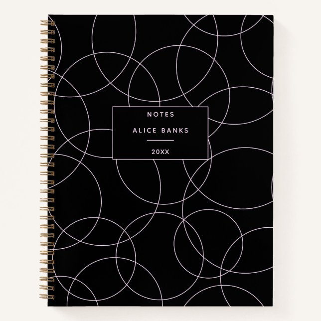Modern Black & Pink Stylish  Notebook (Front)