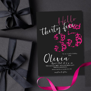 Modern Black Pink Thirty Five 35th Birthday Invitation
