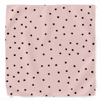 Modern black pink watercolor cute polka dots bandana