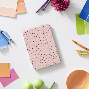Modern black pink watercolor cute polka dots iPad mini cover