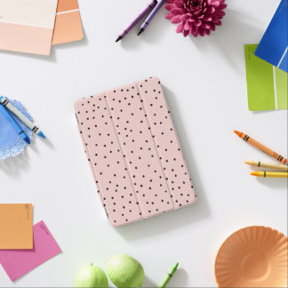 Modern black pink watercolor cute polka dots iPad mini cover
