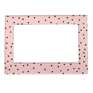 Modern black pink watercolor cute polka dots magnetic frame