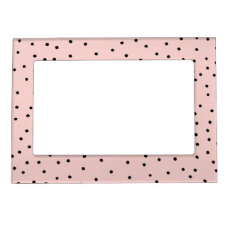 Modern black pink watercolor cute polka dots magnetic frame