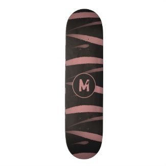 Modern Black Pink Watercolor Stripes Monogram