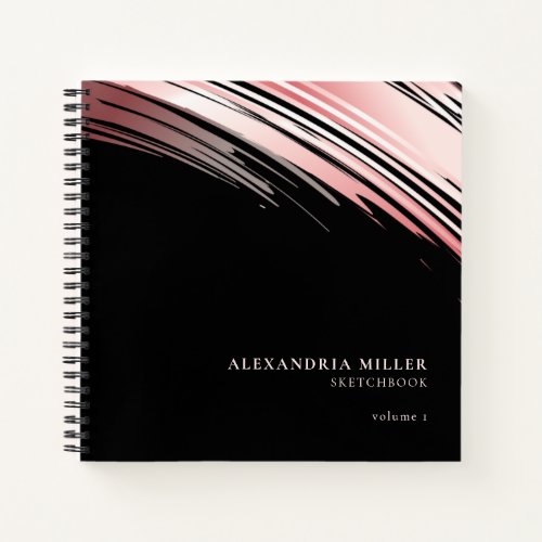 Modern Black  Pink White Customized Sketchbook Notebook