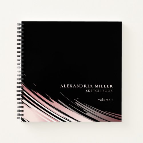 Modern Black  Pink White Personalized Sketchbook Notebook