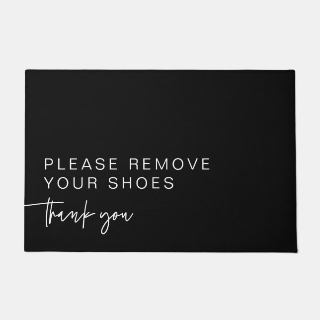 Modern Black Please Remove Your Shoes Doormat (Front)