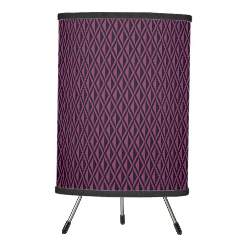 MODERN BLACK  PLUM PURPLE DIAMOND SHAPED PATTERN TRIPOD LAMP